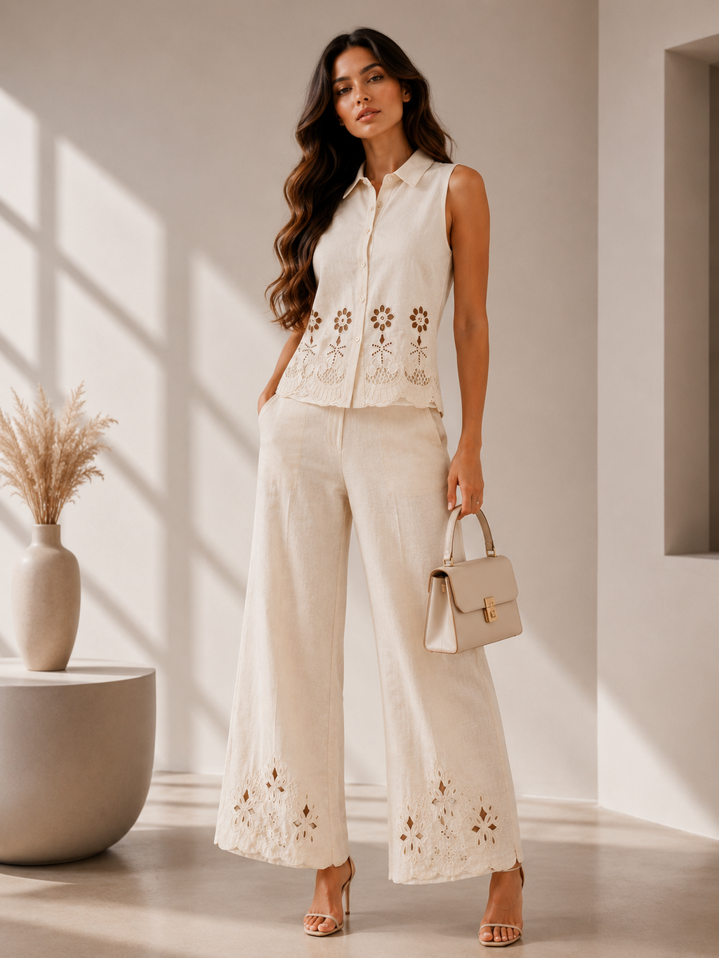 SET MARFIL BORDADO
