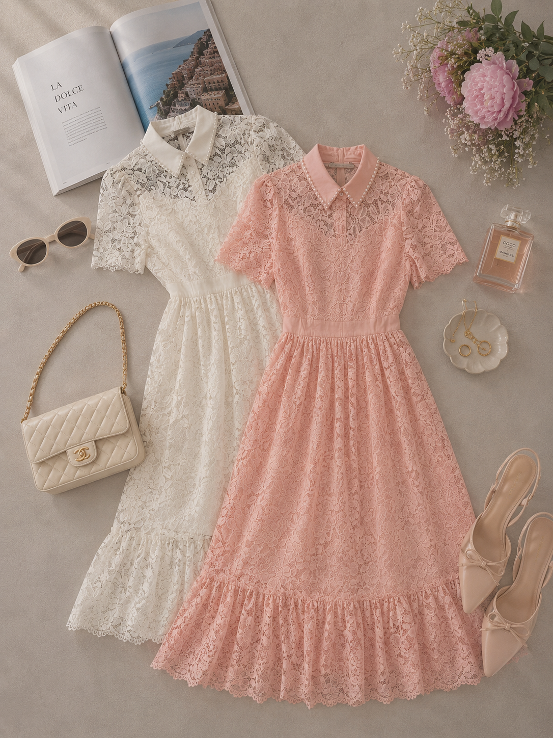 VESTIDO ENCAJE CON PERLA