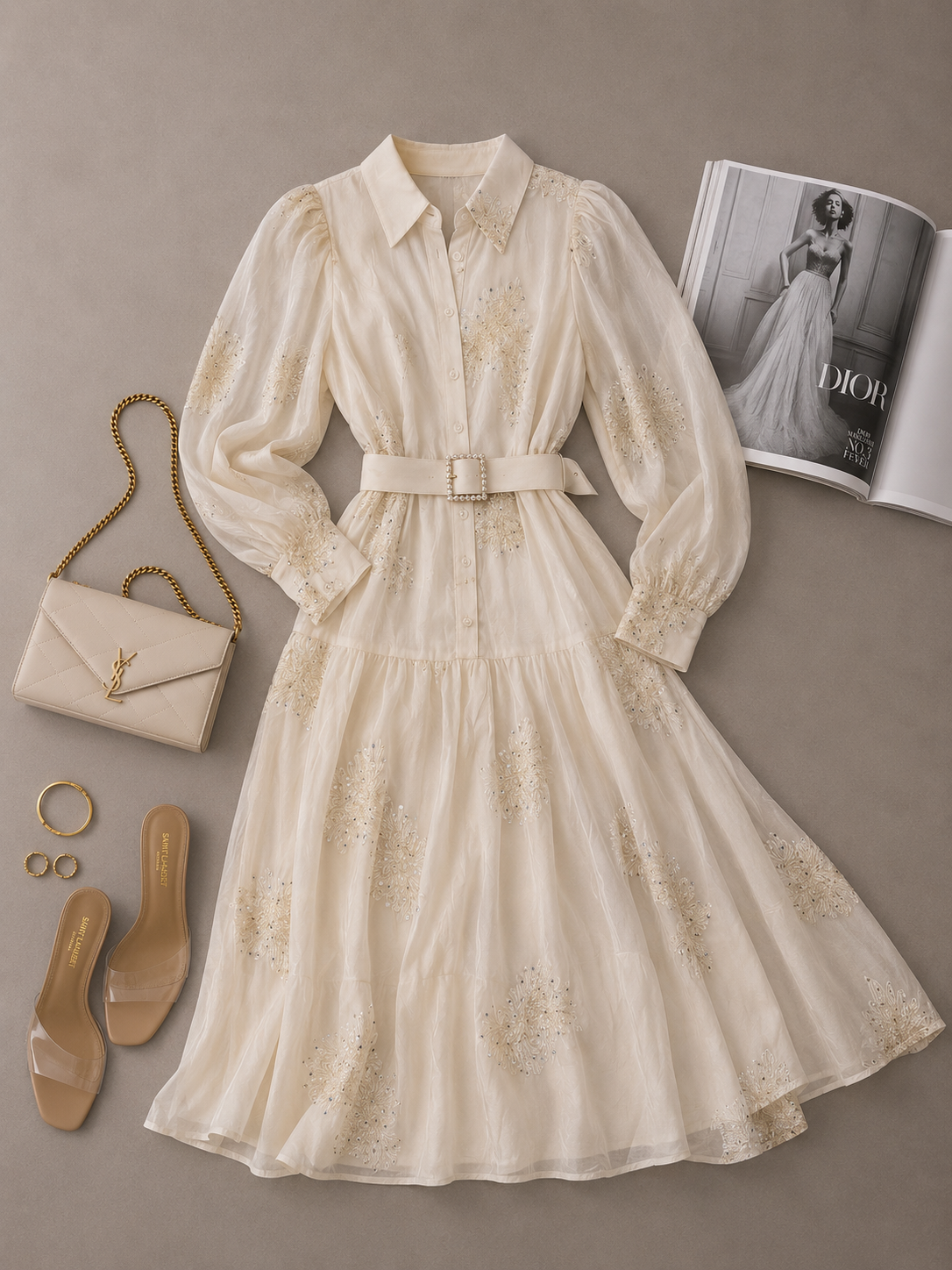 VESTIDO WONDERLAND MARFIL BORDADO