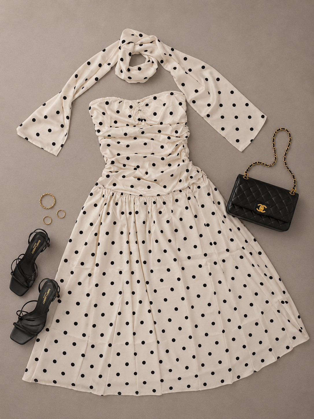 VESTIDO STRAPLESS POLKA