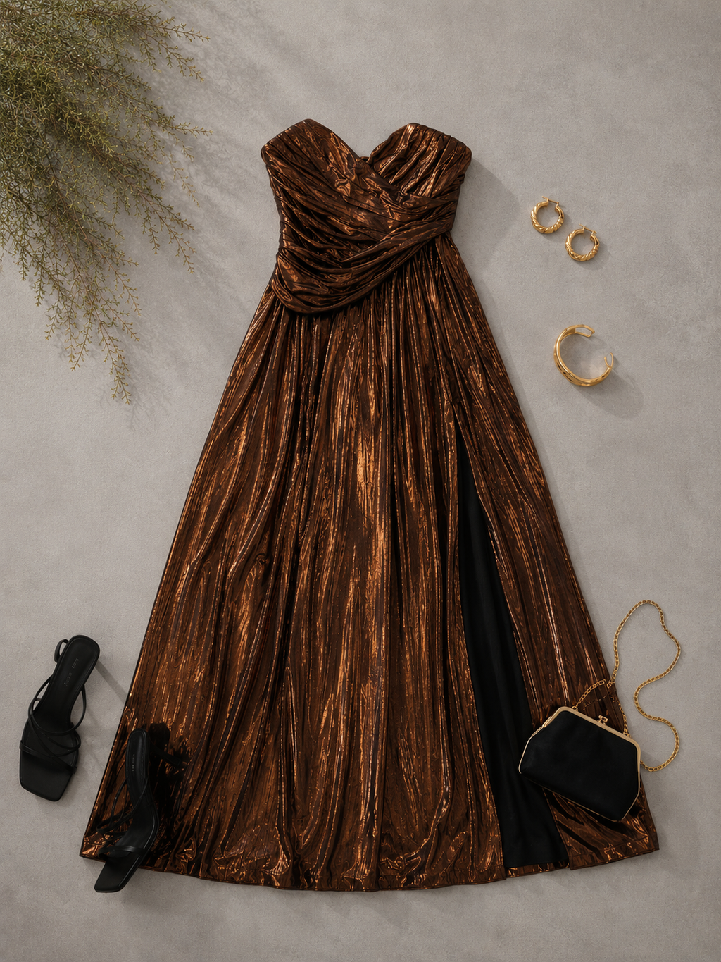 VESTIDO STRAPLESS CROMADO