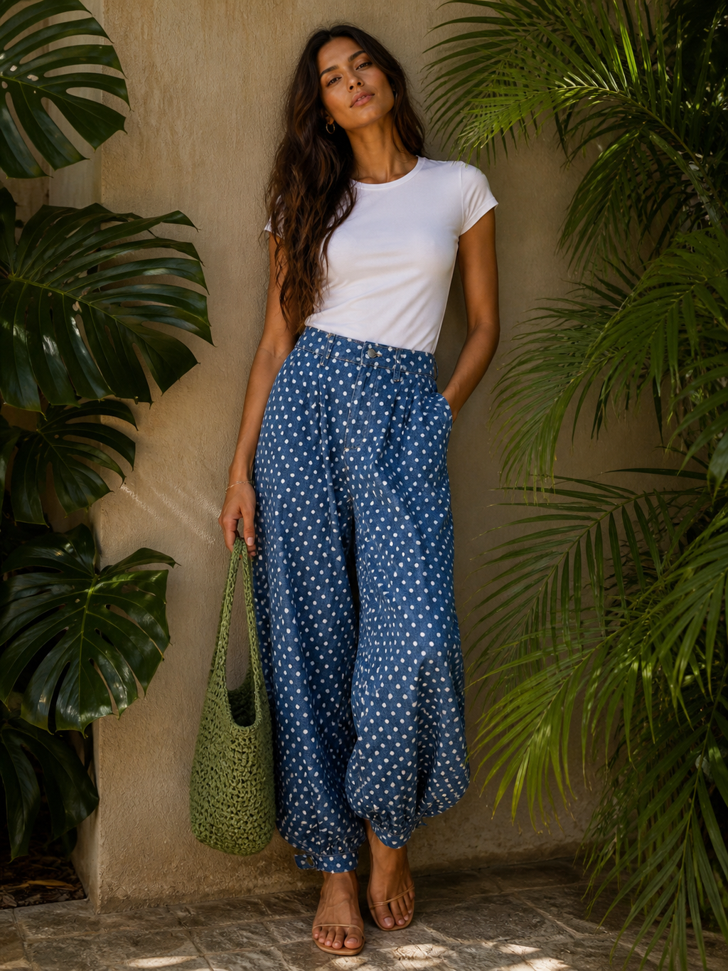 JEANS BALLOON PANTS POLKA