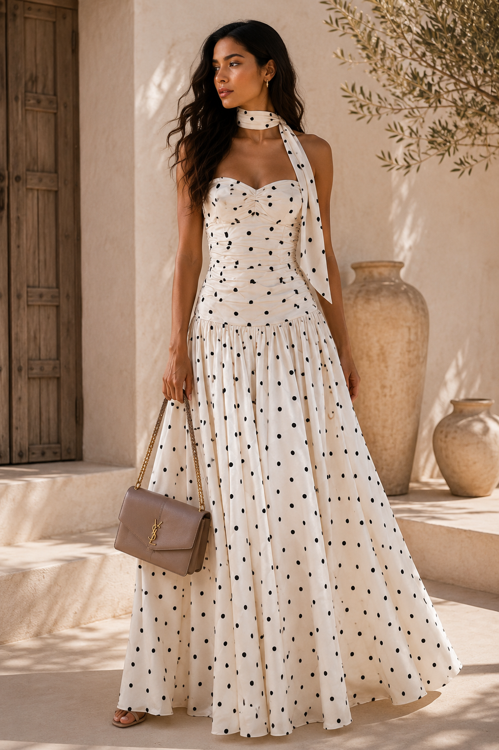 VESTIDO STRAPLESS POLKA
