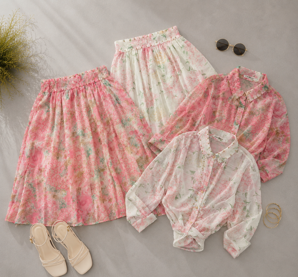 SET FALDA/CAMISA FLOREADO