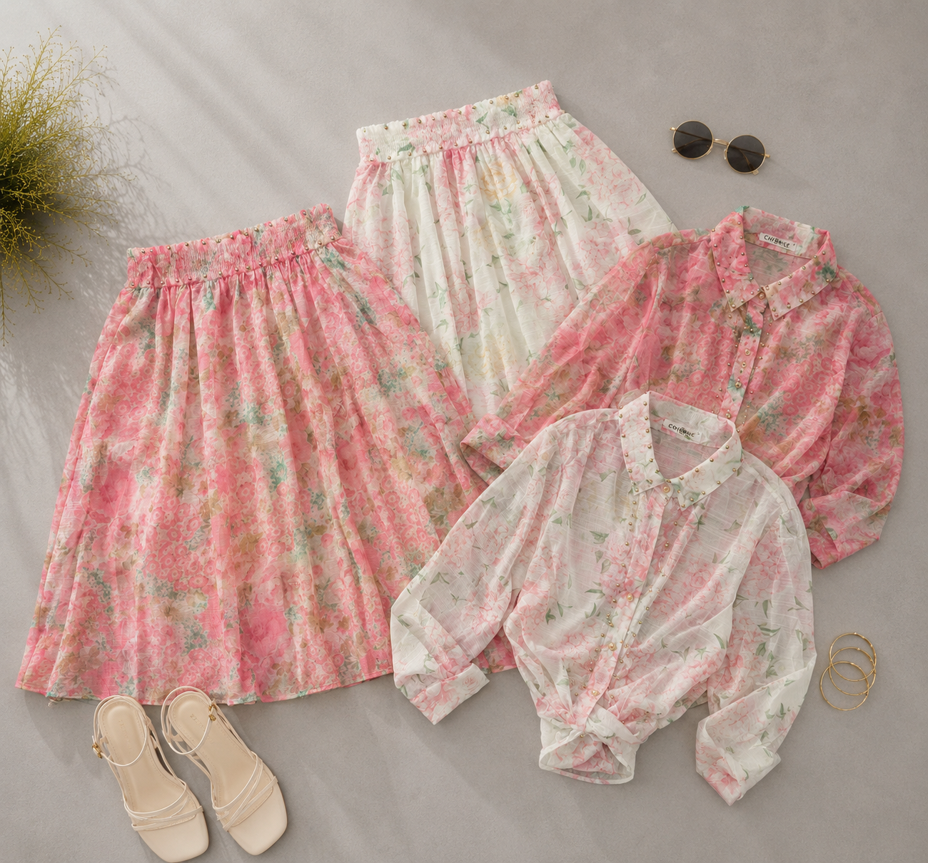 SET FALDA/CAMISA FLOREADO