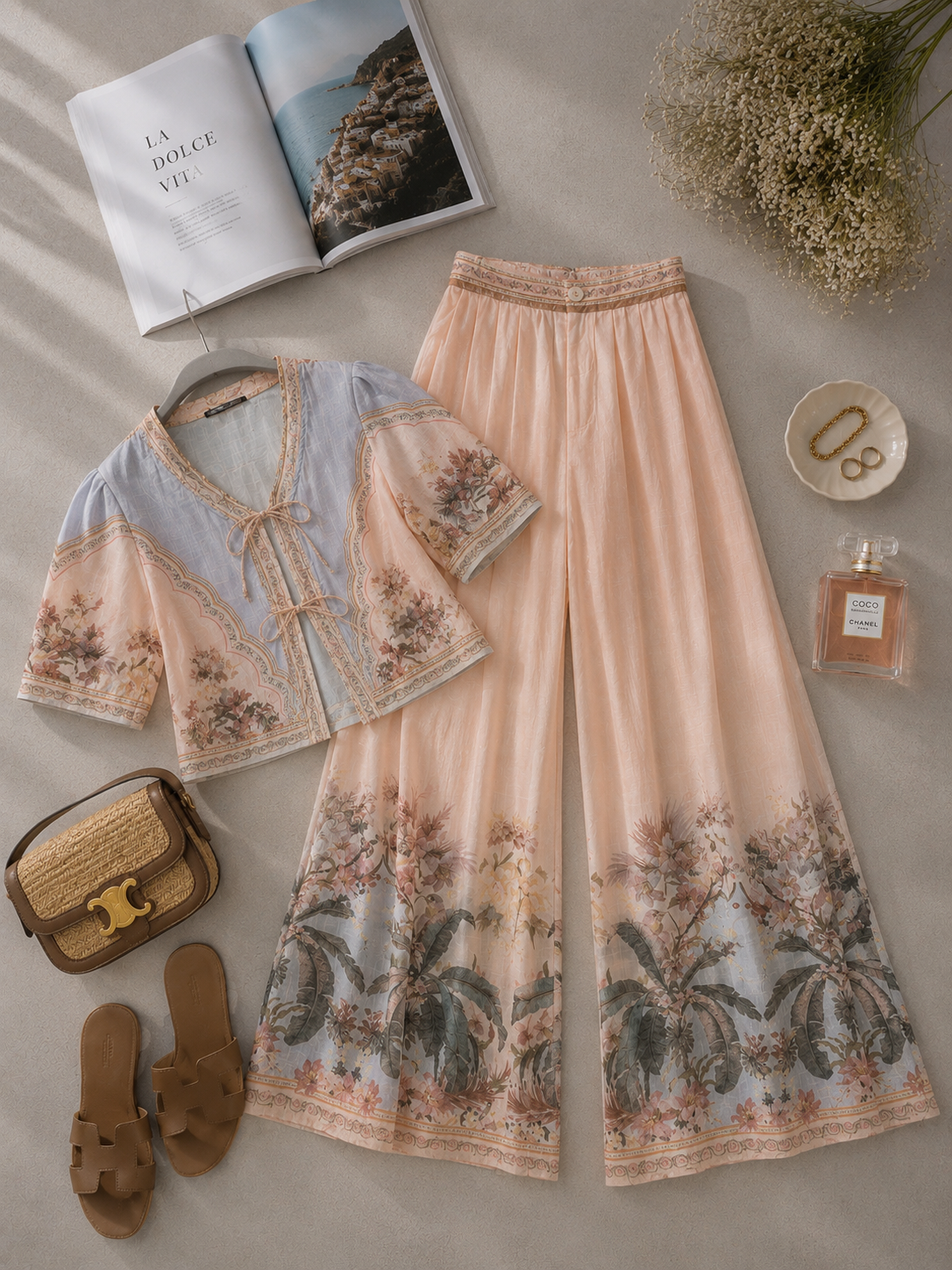SET PALAZZO BLUSA LAZOS