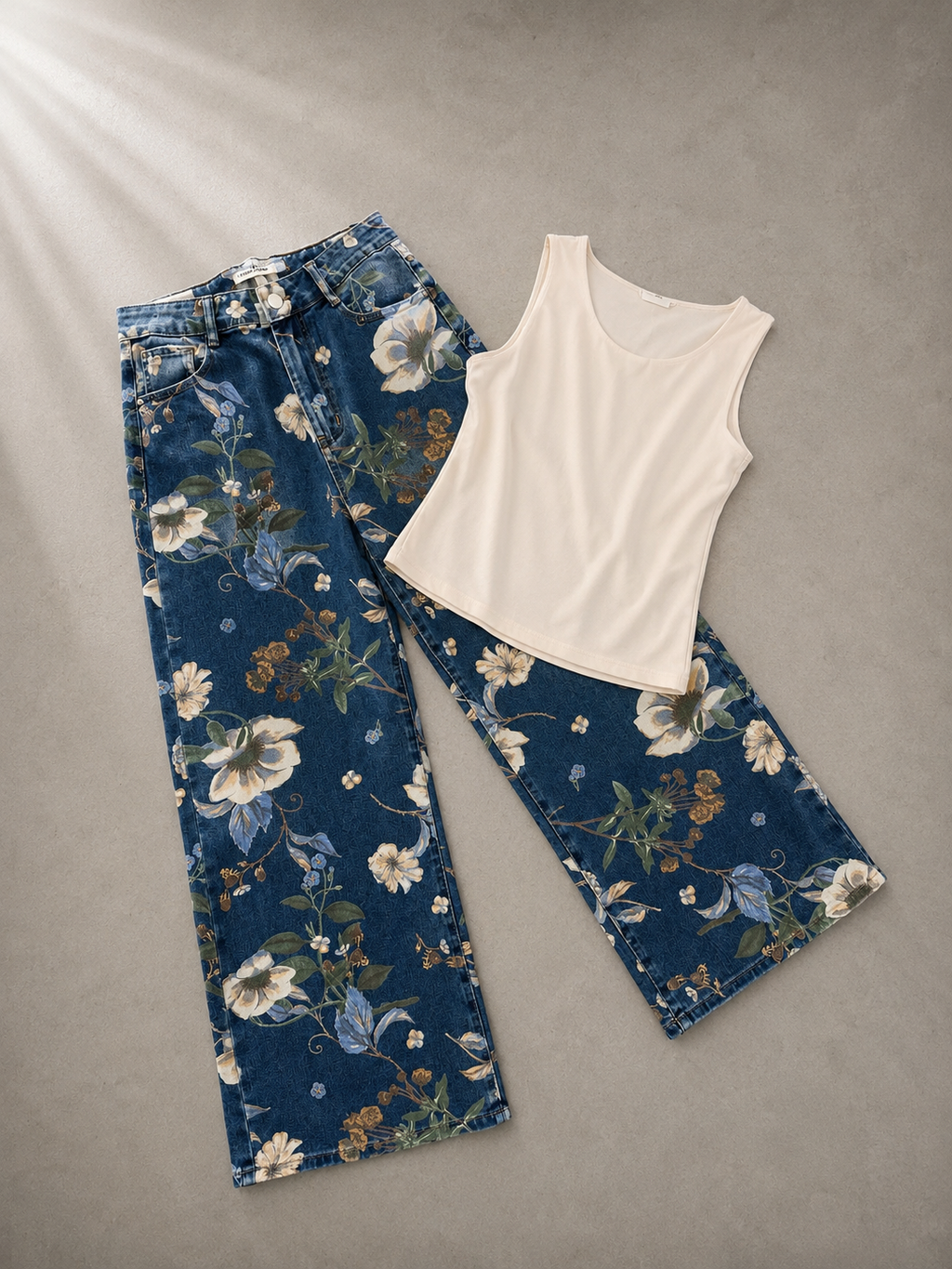 JEANS DENIM FLORES
