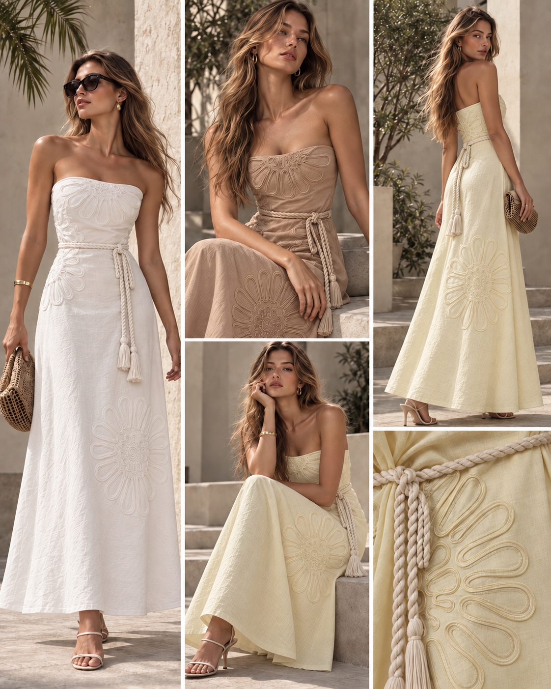 VESTIDO STRAPLESS BORDADO