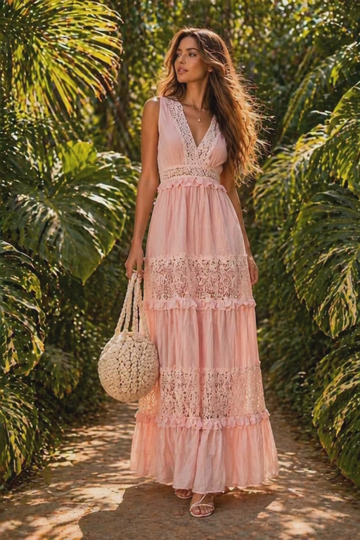 VESTIDO TIPO CHIFFONE CON CROCHET