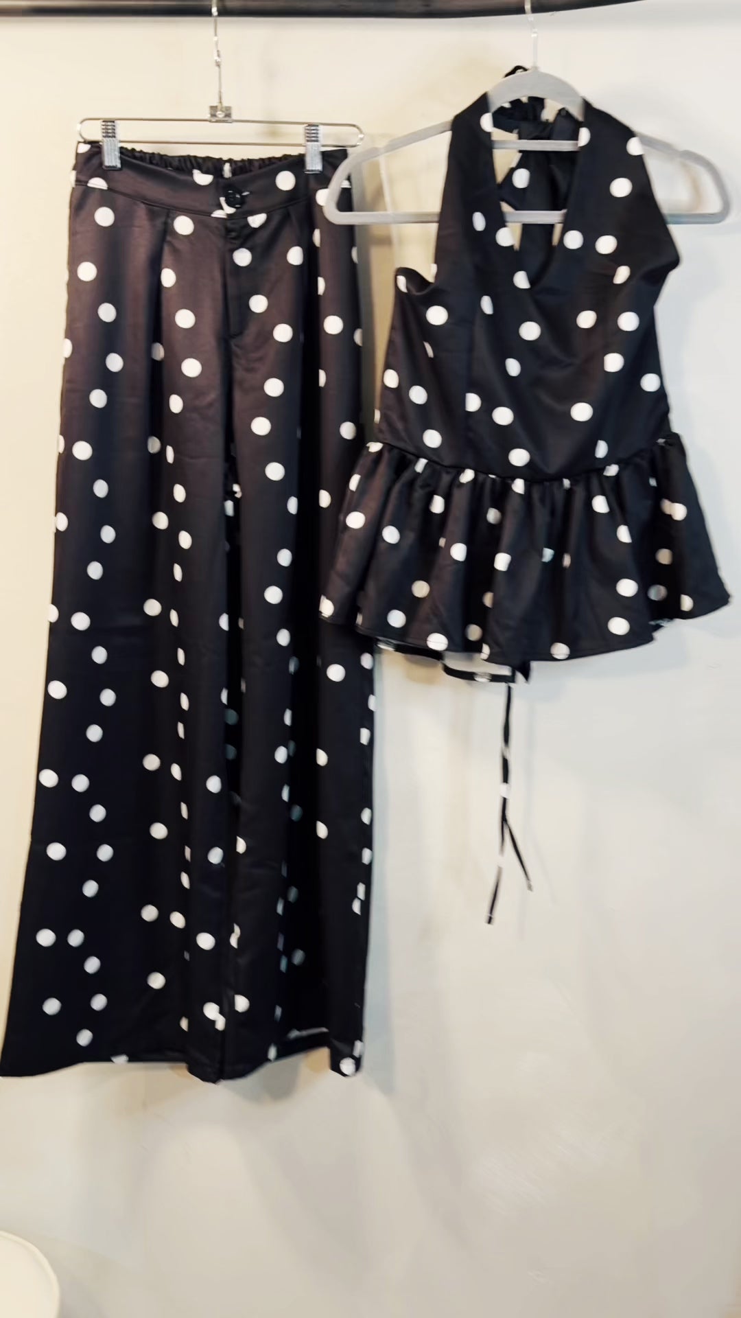 SET POLKA PANTALON Y BLUSA HALTER