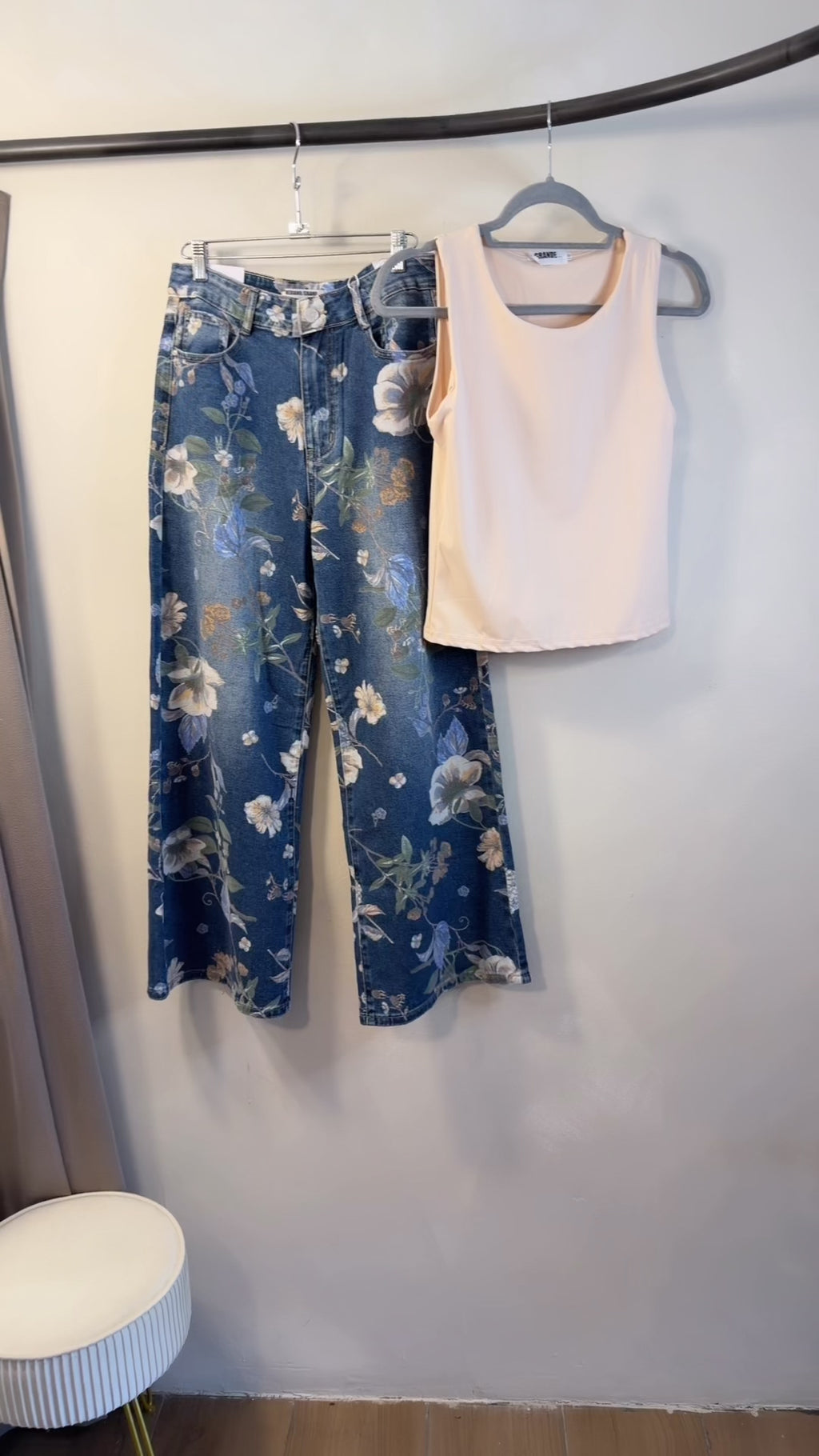 JEANS DENIM FLORES