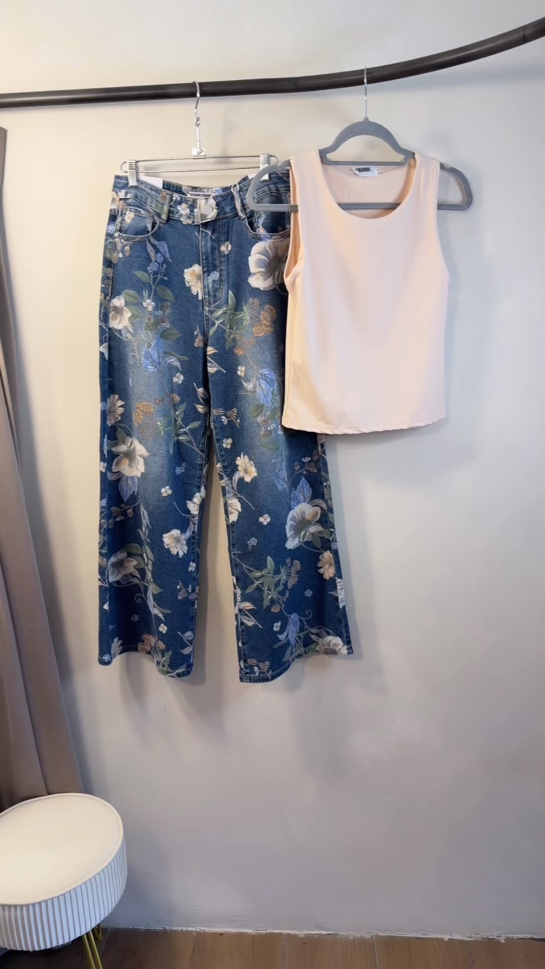 JEANS DENIM FLORES