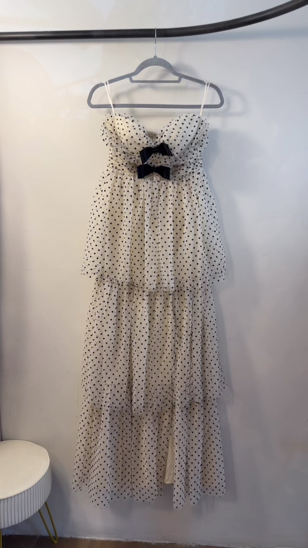 STRAPLESS POLKA MESH OLANES